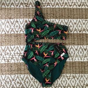 🌺 Tropical high waisted one piece swimsuit